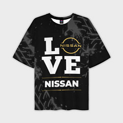 Мужская футболка оверсайз Nissan Love Classic со следами шин на фоне