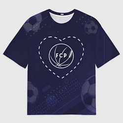 Мужская футболка оверсайз Лого Porto в сердечке на фоне мячей