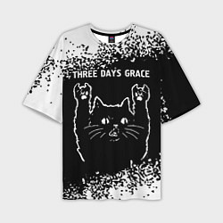 Мужская футболка оверсайз Группа Three Days Grace и Рок Кот