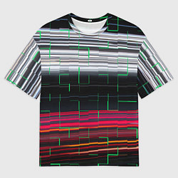 Мужская футболка оверсайз Цветная мозаика colored mosaic lines