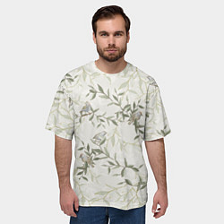 Футболка оверсайз мужская Птицы На Ветках С Листьями, цвет: 3D-принт — фото 2