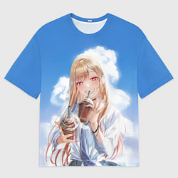 Мужская футболка оверсайз МАРИН КИТАГАВА С МОЛОЧНЫМ КОКТЕЛЕМ