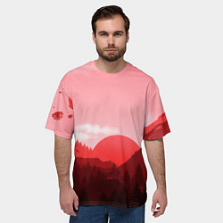 Футболка оверсайз мужская Закат в горах в розовых тонах, цвет: 3D-принт — фото 2
