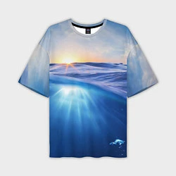 Мужская футболка оверсайз Грань между небом и водой