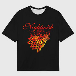 Футболка оверсайз мужская Nightwish кельтский волк с горящей головой, цвет: 3D-принт