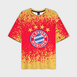 Футболка оверсайз мужская Bayern munchen красно желтый фон, цвет: 3D-принт