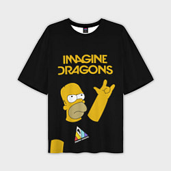 Мужская футболка оверсайз Imagine Dragons Гомер Симпсон Рокер