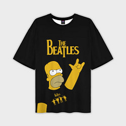 Мужская футболка оверсайз The Beatles Гомер Симпсон Рокер