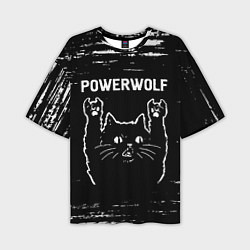 Мужская футболка оверсайз Группа Powerwolf и Рок Кот