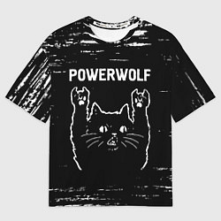 Мужская футболка оверсайз Группа Powerwolf и Рок Кот