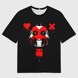 Футболка оверсайз мужская Love death and robots белый робот c крестом на лиц, цвет: 3D-принт