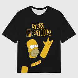 Футболка оверсайз мужская Sex Pistols Гомер Симпсон рокер, цвет: 3D-принт