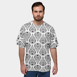 Футболка оверсайз мужская Черно-белый геометрический узор Арт деко, цвет: 3D-принт — фото 2