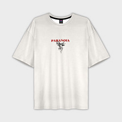 Мужская футболка оверсайз Paranoia, красный текст с ангелом
