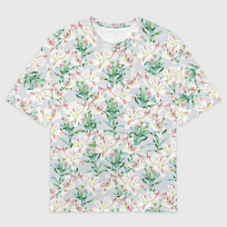 Мужская футболка оверсайз Цветы Нежные Лилии