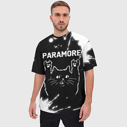 Футболка оверсайз мужская Группа Paramore и Рок Кот, цвет: 3D-принт — фото 2
