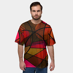 Футболка оверсайз мужская Абстрактный узор в оранжево-красных тонах, цвет: 3D-принт — фото 2