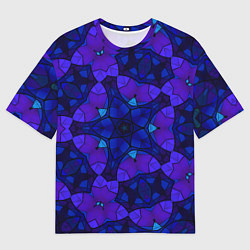 Футболка оверсайз мужская Калейдоскоп -геометрический сине-фиолетовый узор, цвет: 3D-принт