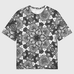 Футболка оверсайз мужская Черно-белый геометрический мозаичный узор, цвет: 3D-принт