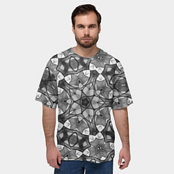 Футболка оверсайз мужская Черно-белый геометрический мозаичный узор, цвет: 3D-принт — фото 2