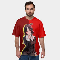 Футболка оверсайз мужская Кагуя кокетливо улыбается, цвет: 3D-принт — фото 2