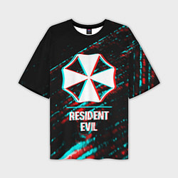 Мужская футболка оверсайз Resident Evil в стиле Glitch Баги Графики на темно