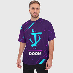 Футболка оверсайз мужская Символ Doom в неоновых цветах на темном фоне, цвет: 3D-принт — фото 2