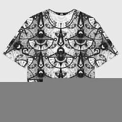 Мужская футболка оверсайз В черно-серых тонах геометрический узор