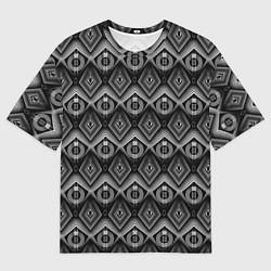 Футболка оверсайз мужская Черно-белый геометрический современный узор арт де, цвет: 3D-принт