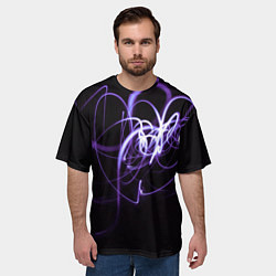 Футболка оверсайз мужская Неоновый узор - Фиолетовый, цвет: 3D-принт — фото 2