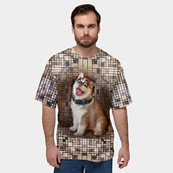 Футболка оверсайз мужская DIGITAL ART ДЕВУШКА СОБАКА ПРЯМОУГОЛЬНИКИ, цвет: 3D-принт — фото 2