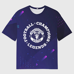 Мужская футболка оверсайз Символ Manchester United и круглая надпись Footbal