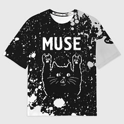 Футболка оверсайз мужская Группа Muse и Рок Кот, цвет: 3D-принт