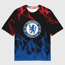 Футболка оверсайз мужская Челси chelsea пламя, цвет: 3D-принт