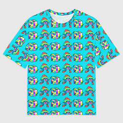 Футболка оверсайз мужская RAINBOW AND CUBE, цвет: 3D-принт