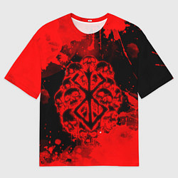 Футболка оверсайз мужская КЛЕЙМО ЖЕРТВЫ И ЧЕРЕПА БЕРСЕРК - BERSERK, цвет: 3D-принт