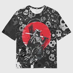 Футболка оверсайз мужская Призрак Цусимы Самурай Красное солнце Япония, цвет: 3D-принт