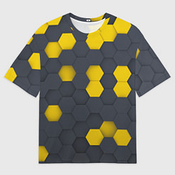 Мужская футболка оверсайз Разноцветные Соты Пчёл