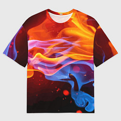 Мужская футболка оверсайз Огонь и вода Стихия Абстракция