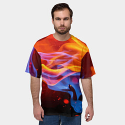 Футболка оверсайз мужская Огонь и вода Стихия Абстракция, цвет: 3D-принт — фото 2