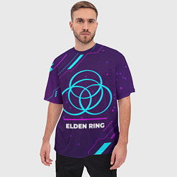 Футболка оверсайз мужская Символ Elden Ring в неоновых цветах на темном фоне, цвет: 3D-принт — фото 2