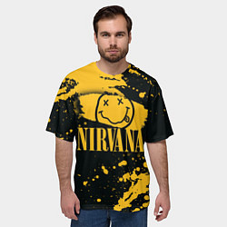 Футболка оверсайз мужская NIRVANA логотип и краска, цвет: 3D-принт — фото 2