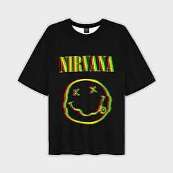 Футболка оверсайз мужская Nirvana глитч, цвет: 3D-принт