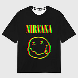 Мужская футболка оверсайз Nirvana глитч
