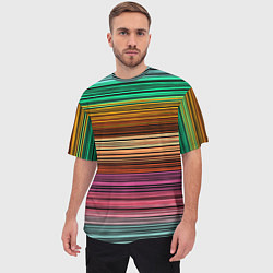 Футболка оверсайз мужская Multicolored thin stripes Разноцветные полосы, цвет: 3D-принт — фото 2