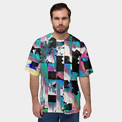 Футболка оверсайз мужская Glitch Abstract squares Глитч Абстрактные квадраты, цвет: 3D-принт — фото 2