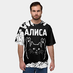 Футболка оверсайз мужская Группа Алиса и Рок Кот, цвет: 3D-принт — фото 2