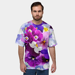 Футболка оверсайз мужская CHARMING PANSIES, цвет: 3D-принт — фото 2