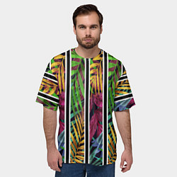 Футболка оверсайз мужская Пальмовые цветные полосы, цвет: 3D-принт — фото 2