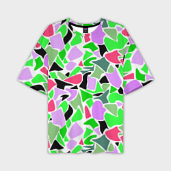 Футболка оверсайз мужская Abstract pattern green pink spots, цвет: 3D-принт